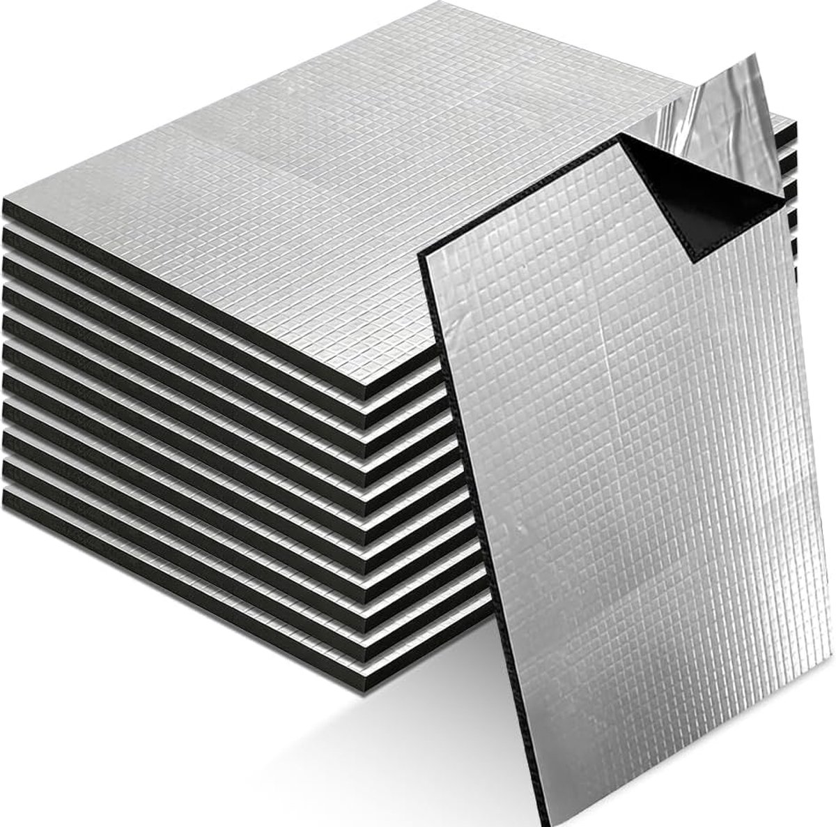 12 Stuks Aluminiumbutyl Platen - 250 x 180 x 5 mm Isolatiematten voor de Auto - Geluidsisolatiemat - Anti-Dreun Voertuigisolatie voor Geluidsisolatie - Anti-Vibratie En Waterdicht