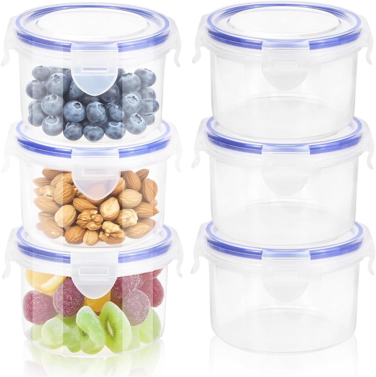 Set van 6 ronde 300 ml vriescontainers met deksel, lekvrije en herbruikbare voedselopslagoplossingen