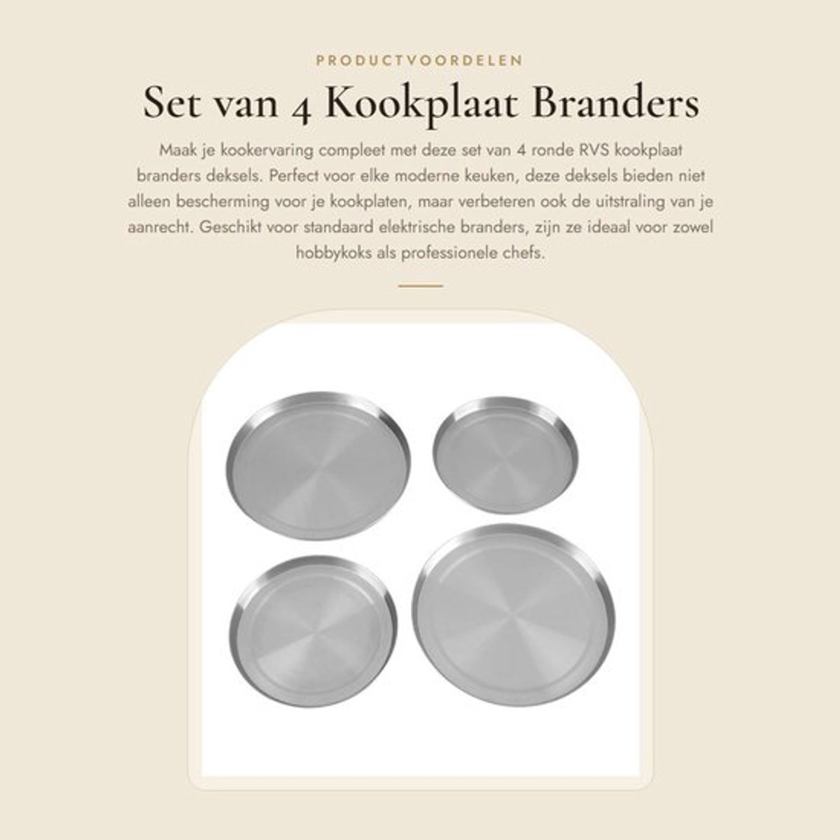 Set van 4 Kookplaat Branders Deksel - Kookplaat Bescherming - Zilverkleurig - Decoratie en Bescherming - Geschikt voor Standaard Bran...