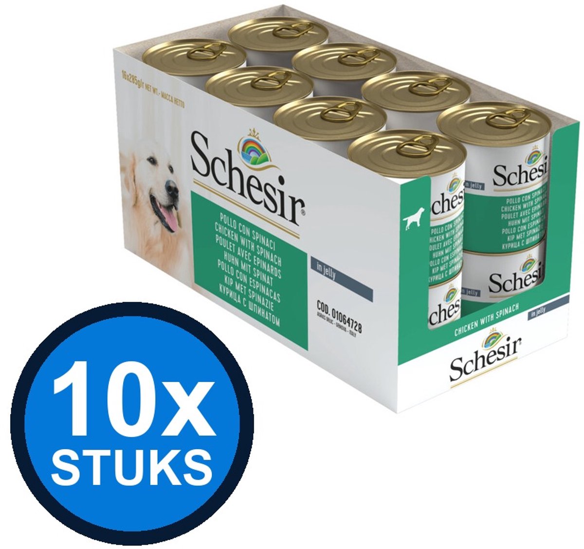 Schesir Schesir hond blik gelei kip&spinazie 285gr
