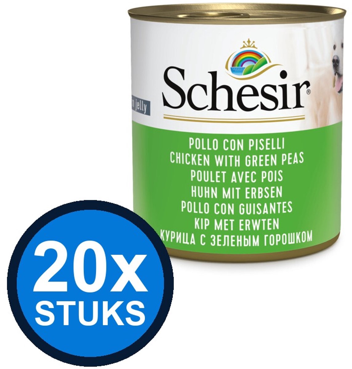 Schesir Schesir hond blik gelei kip&erwten 285gr