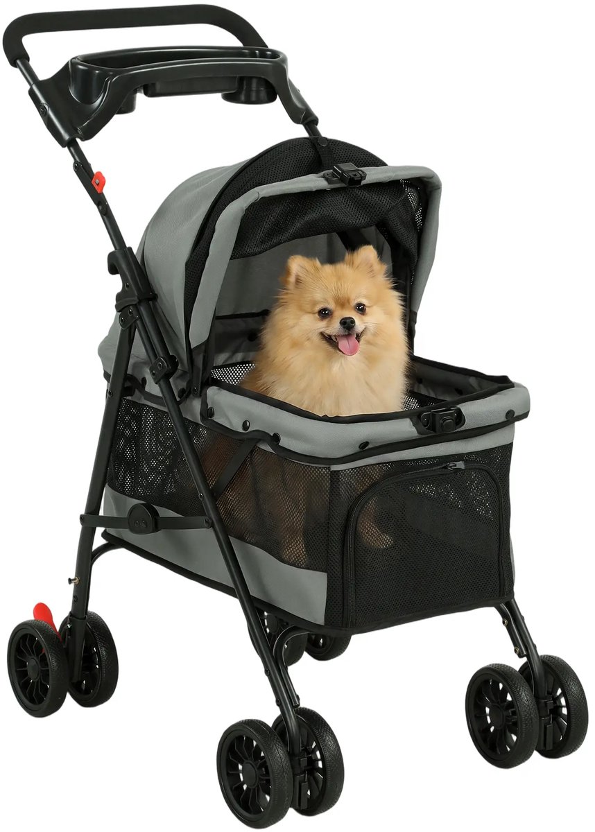 COVREO Hondenbuggy 73x50x96 cm grijs polyester, opvouwbaar voor wandelen