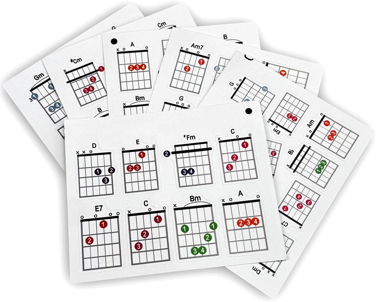 SolidKeus - Set van 57 Gitaar Akkoord Stickers voor Beginners