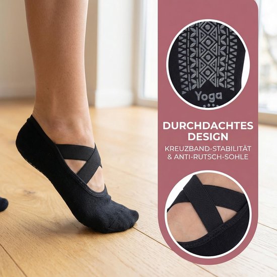 SolidKeus - 2 Paar Dames Yoga Sokken met Antislip Grip en Crossband van solidkeus — afbeelding 5