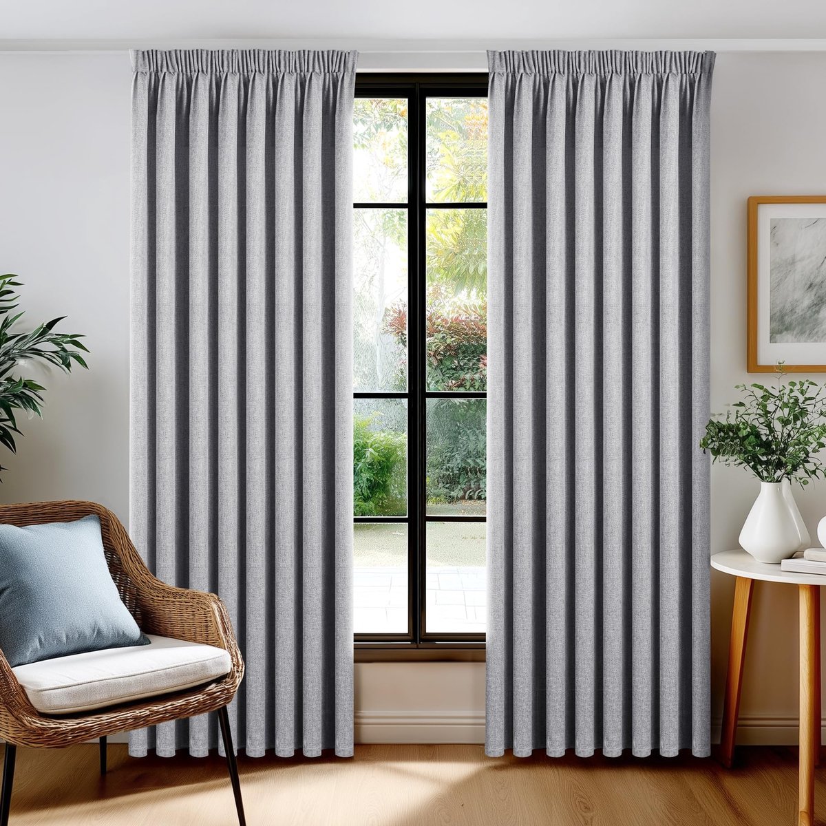 SolidKeus - Verduisterend Gordijn met Plooienband voor Woonkamer 140x200 cm Donkergrijs