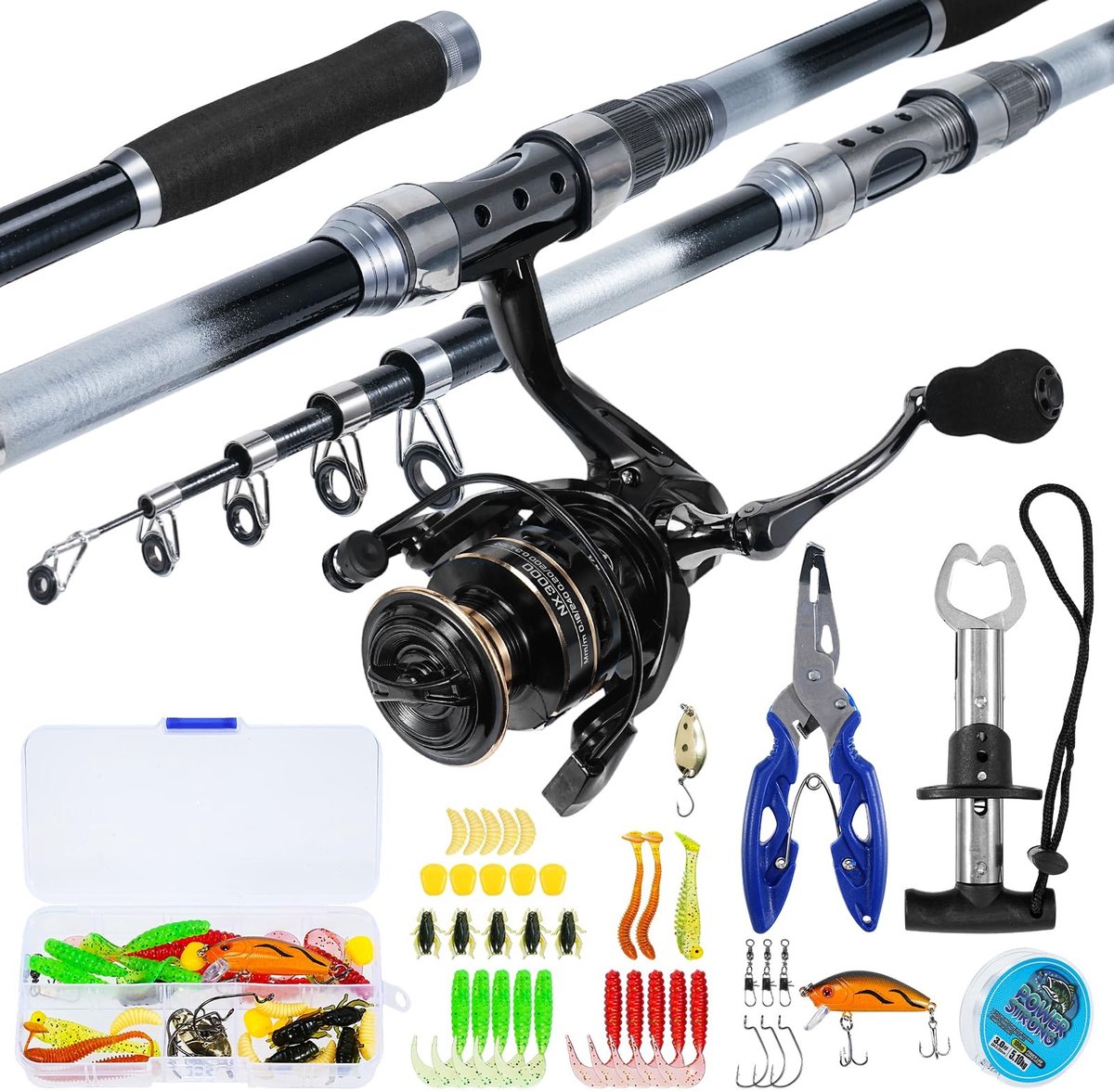 SolidKeus - 2.7m Telescopische Vissstaaf met Reel Set