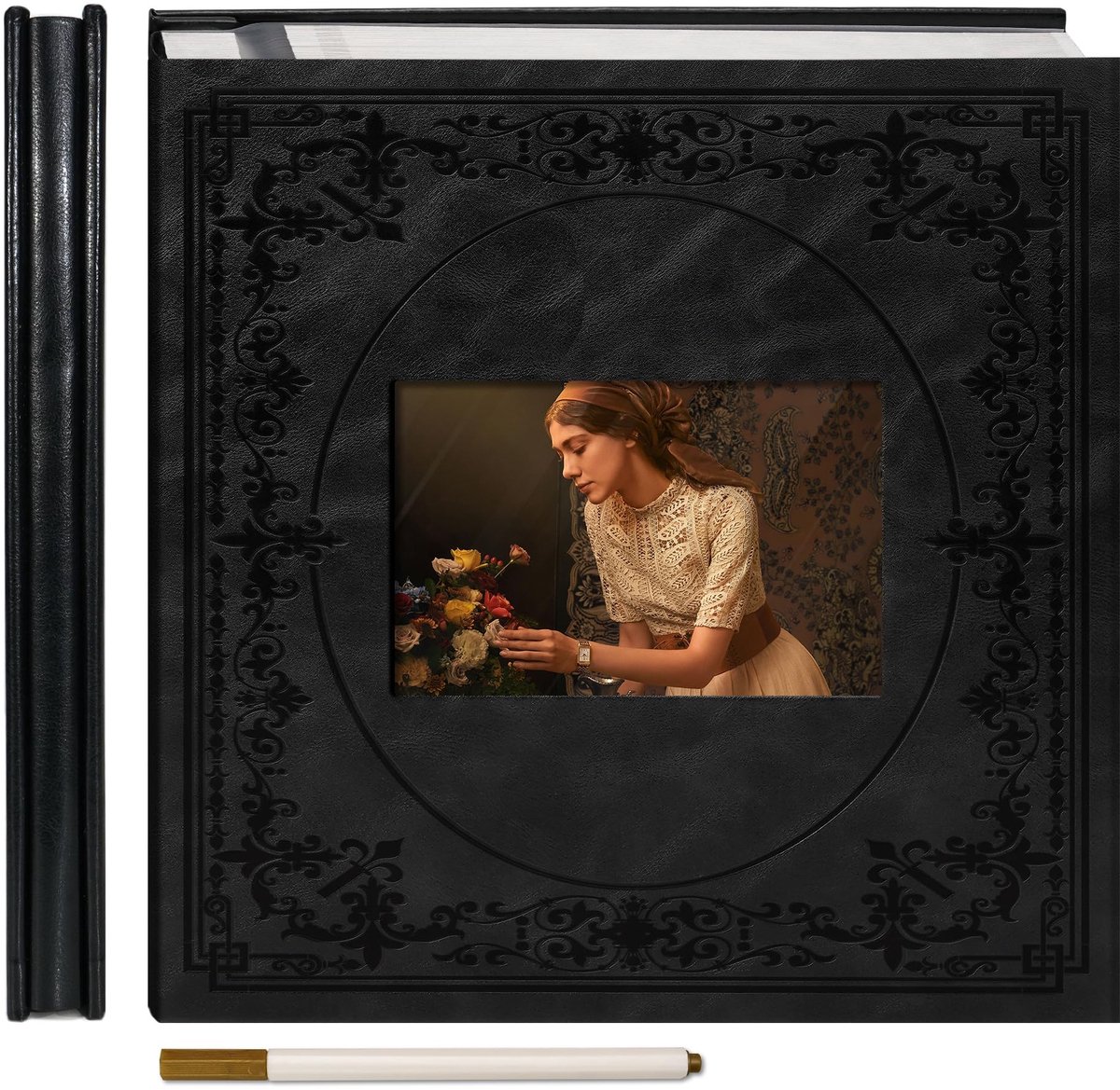 SolidKeus - Zelfklevend Vintage Fotoalbum met Faux Leren Kaft, 30 Bladen