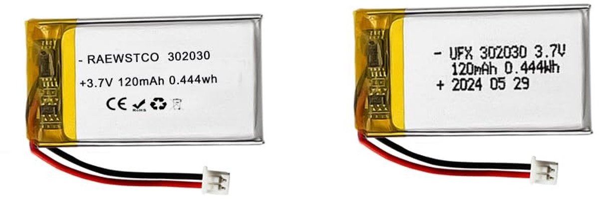 SolidKeus - Set van 2 Polymer Lithium Batterijen 3,7V 120mAh voor Digitale Camera's