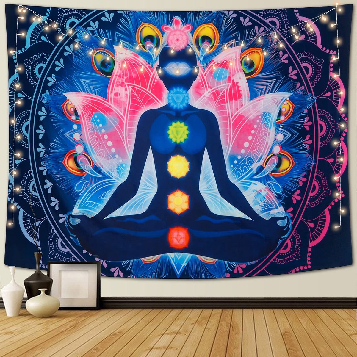 SolidKeus - Kleurrijke Chakra Tapestry voor Yoga en Meditatie