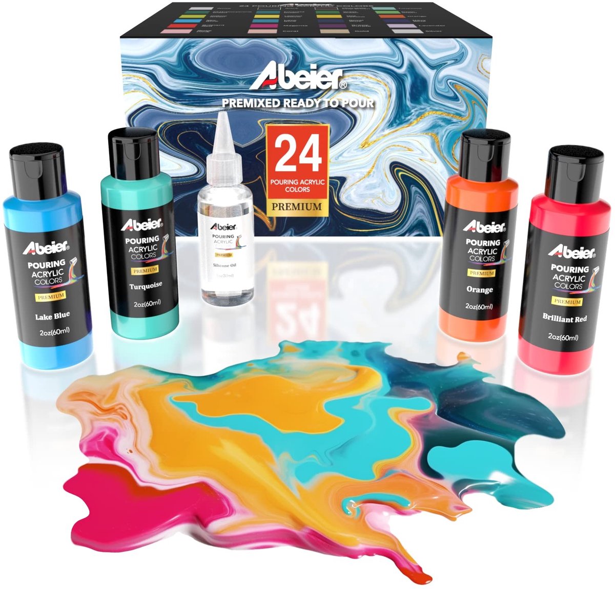 SolidKeus - Acryl Pouring Verf Set met 24 Kleuren