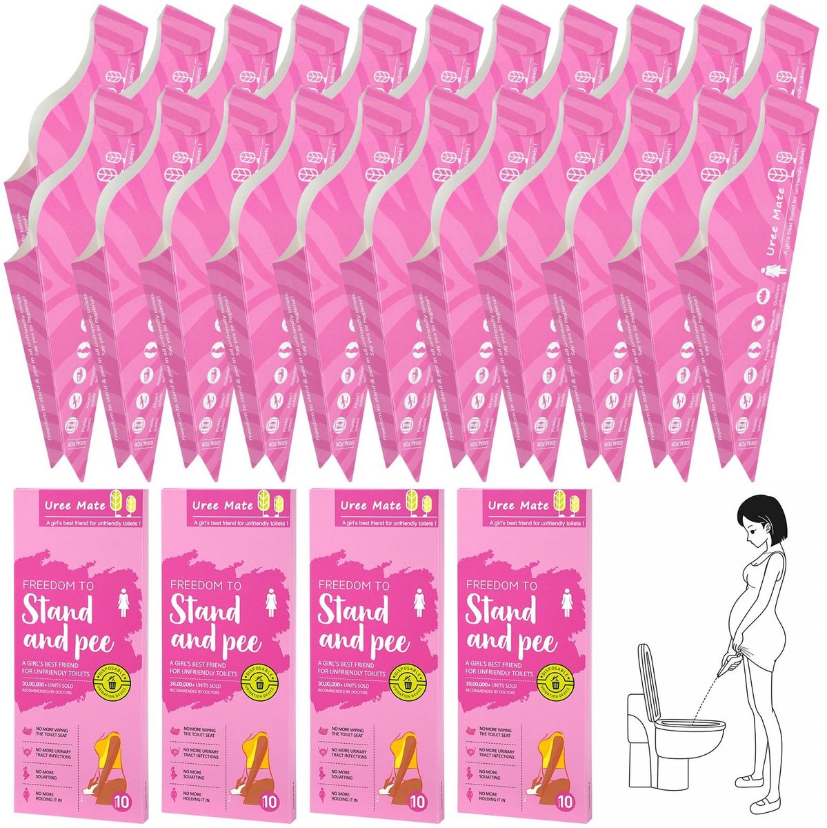 SolidKeus - 30 Stuks Draagbare Wegwerp Urinoirs voor Dames