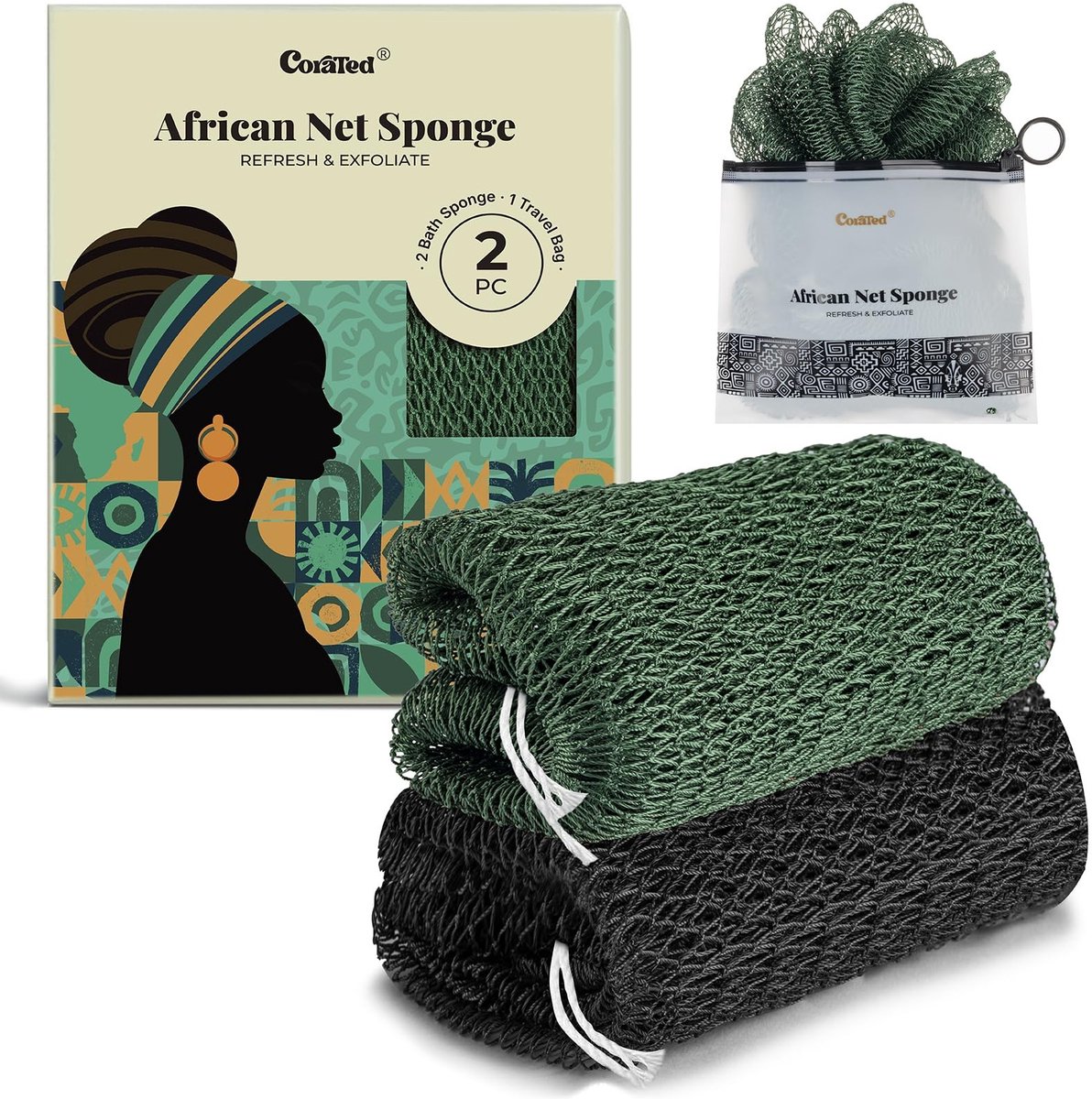 SolidKeus - Set van 2 Afrikaanse Net Sponsen voor Diepe Exfoliatie