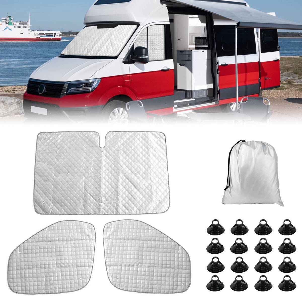 SolidKeus - Set van 3 Vervangende Zonneschermen voor VW Crafter
