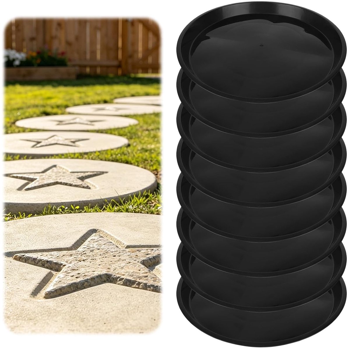 8Stuks Ronde Tuintegel Vorm, Beton Bestratings Vormen voor Cement Herbruikbaar 26cm Plastic Cement Vormen voor DIY Tuin Voetpad Terras Pad Buiten Tuinlandschap