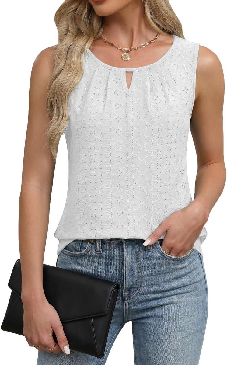 Tanktops zomer shirts mouwloze blouse elegant bovendeel voorkant plooien tuniek blousetop