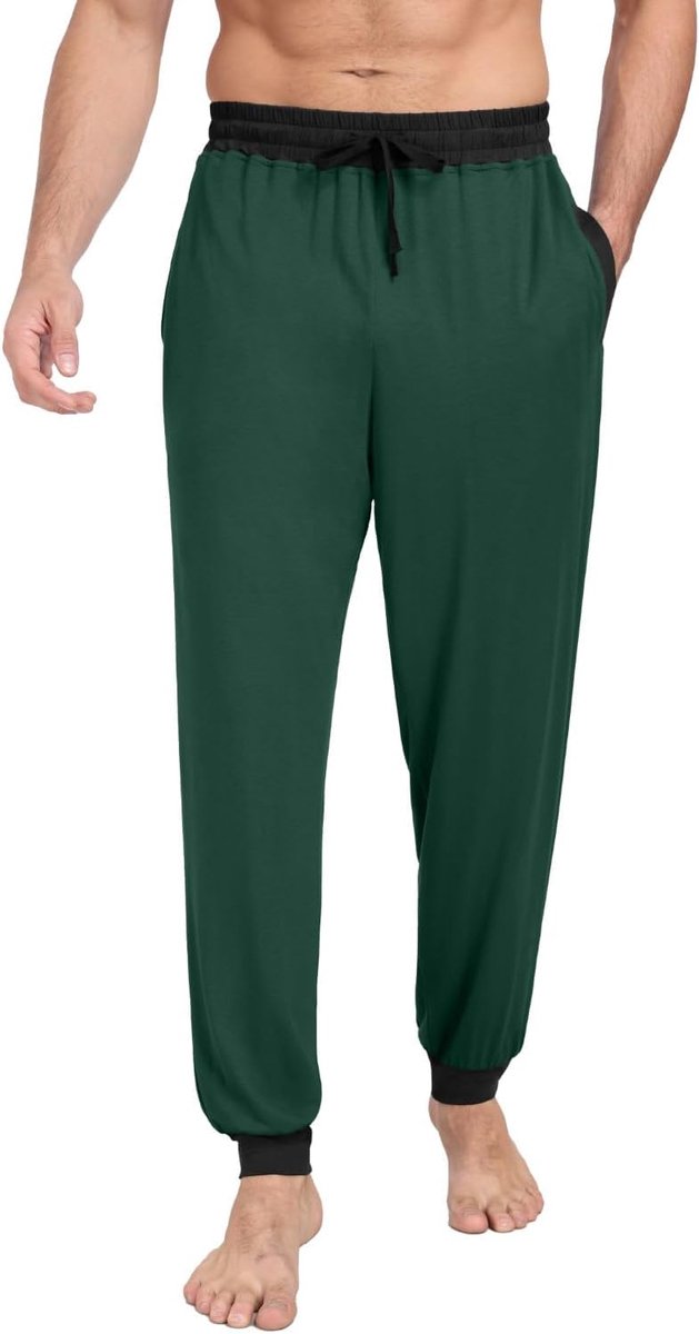 Heren pyjama bodems gebreide pyjama broek zachte heren pyjama broek comfortabele lounge broek met zakken pyjama broek