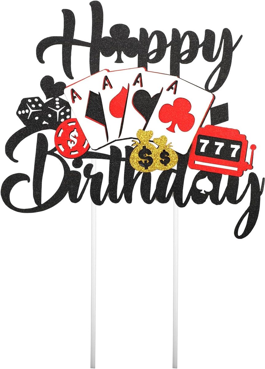 Cake Toppers Decoraties, Poker Cake Topper Las Vegas Cake Topper Casino Thema Cake Decoraties Poker Game Cake Decoraties voor Verjaardagsfeest Benodigdheden Gokfeest