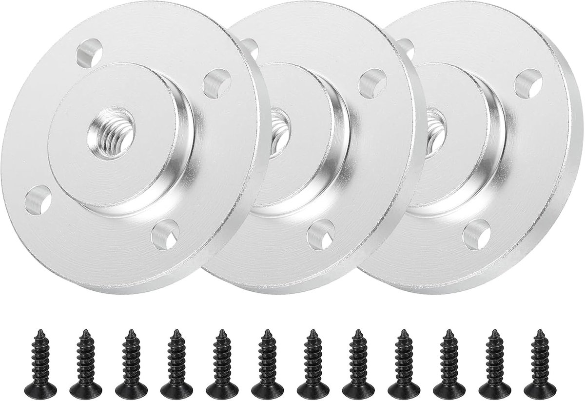 1/4"-20 Vrouwelijke Draad Microfoon Flens Mount, 3 Stks Desktop Zwanenhals Tafelsteunen Base met Ronde Kop Schroef voor Zwanenhals Slang Adapter, Zilver