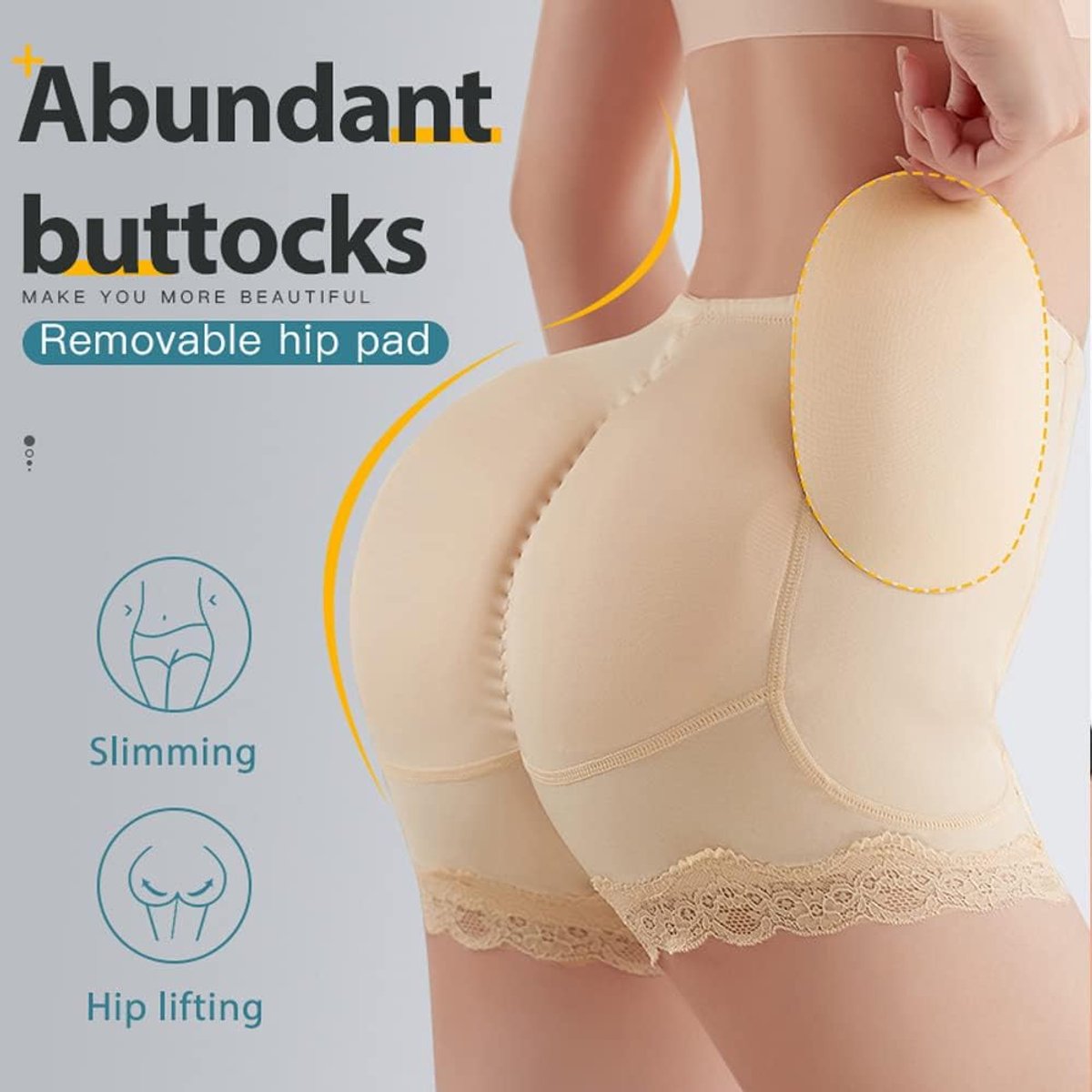 Butt Lifter Taille Enhancer Shapewear met 4 uitneembare heup pads kant onderbroek billen push up hip versterker broekje buikweg buikcontrole