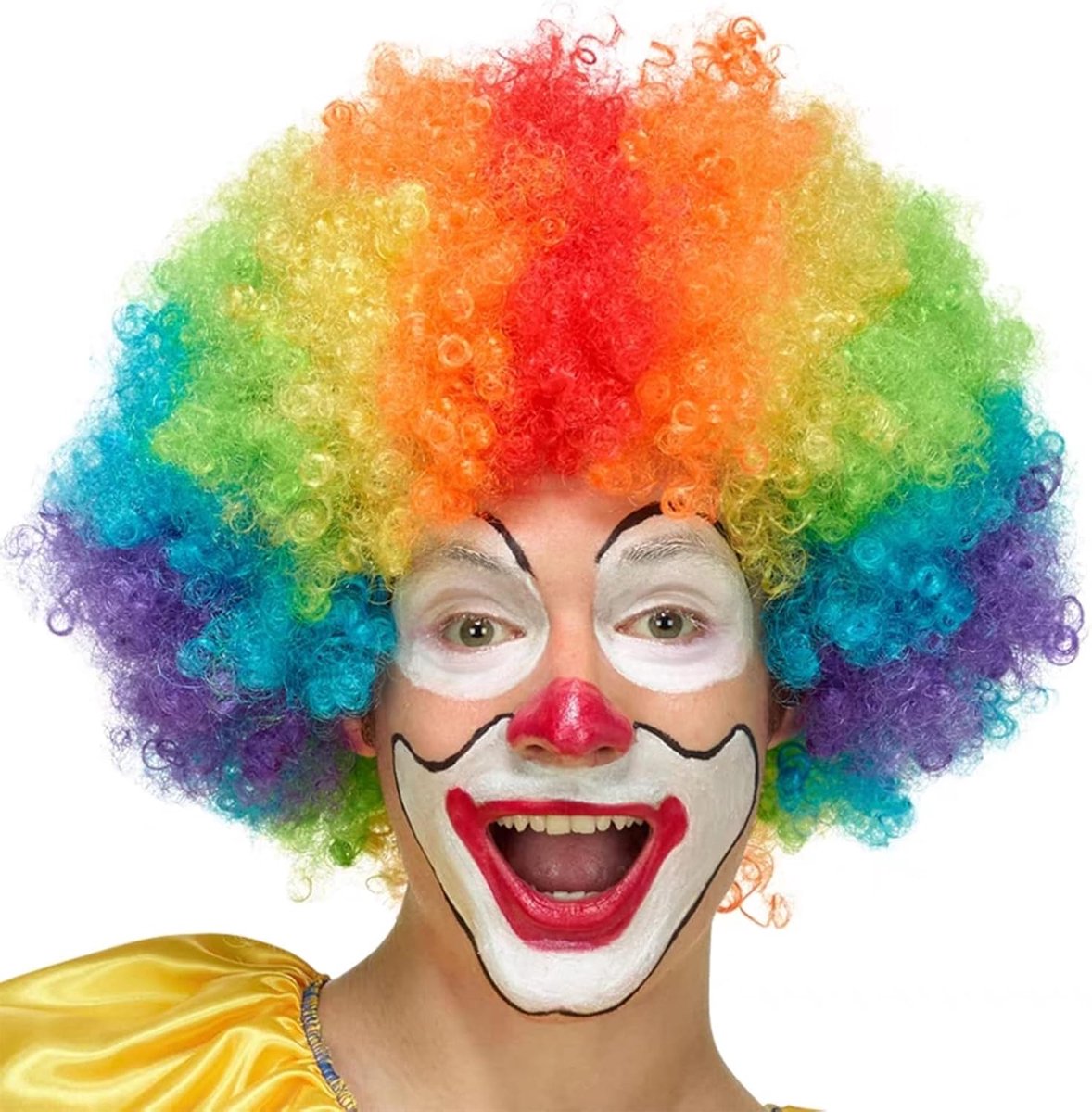 Clown Pruik Krullen - Kleurrijke Afro Pruik voor Volwassenen, Lichtgewicht Synthetische Feest voor Carnaval, Halloween, Cosplay en Themafeesten