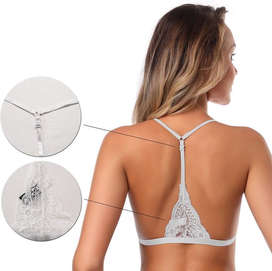 Dames Voorsluiting BH Zonder Beugel,Triangel Cup Comfort Bh Kanten Bralette Bustier Top Sexy Bloemen Kanten Verwijderbare Gewatteerde Cup Vrouwen Lingerie — afbeelding 3
