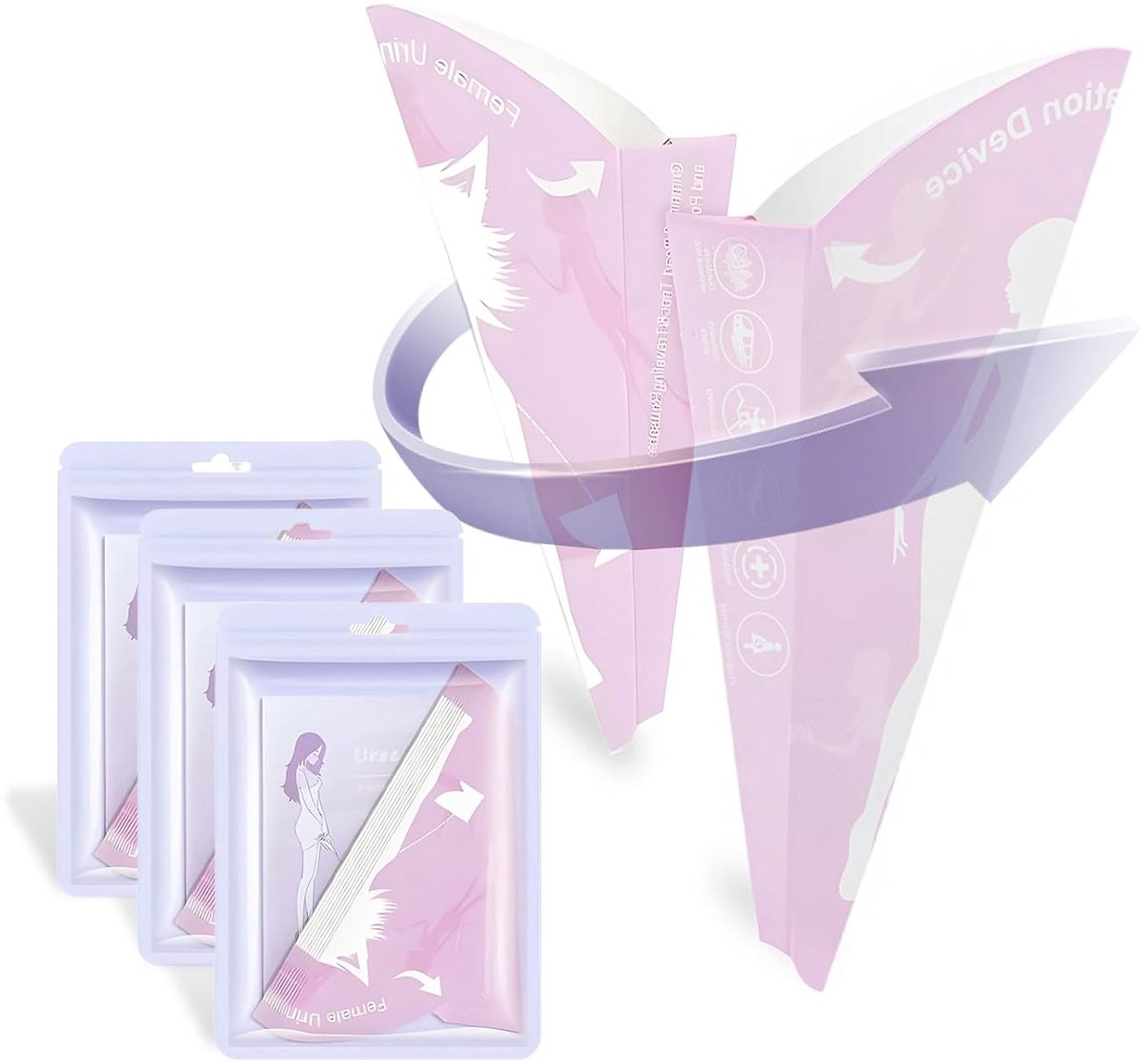 20 stuks urinoir voor vrouwen, wegwerp, CIYIN papier, waterdicht, draagbaar urinoir voor vrouwen staand, plashulp, vrouwenurinoir voor onderweg, pipi trechter, urineerapparaat voor vrouwen (20, paars)