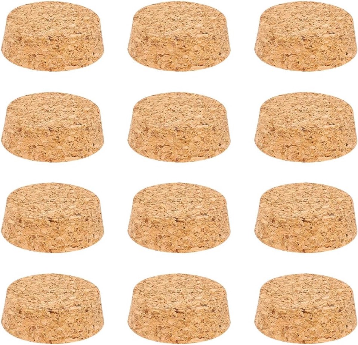 12 stuks conische kurkstoppen van hout, 52 mm vervangende kurken van natuurlijk zacht hout voor wijnen, oude flessen, glazen, kunst, doe-het-zelf handwerk