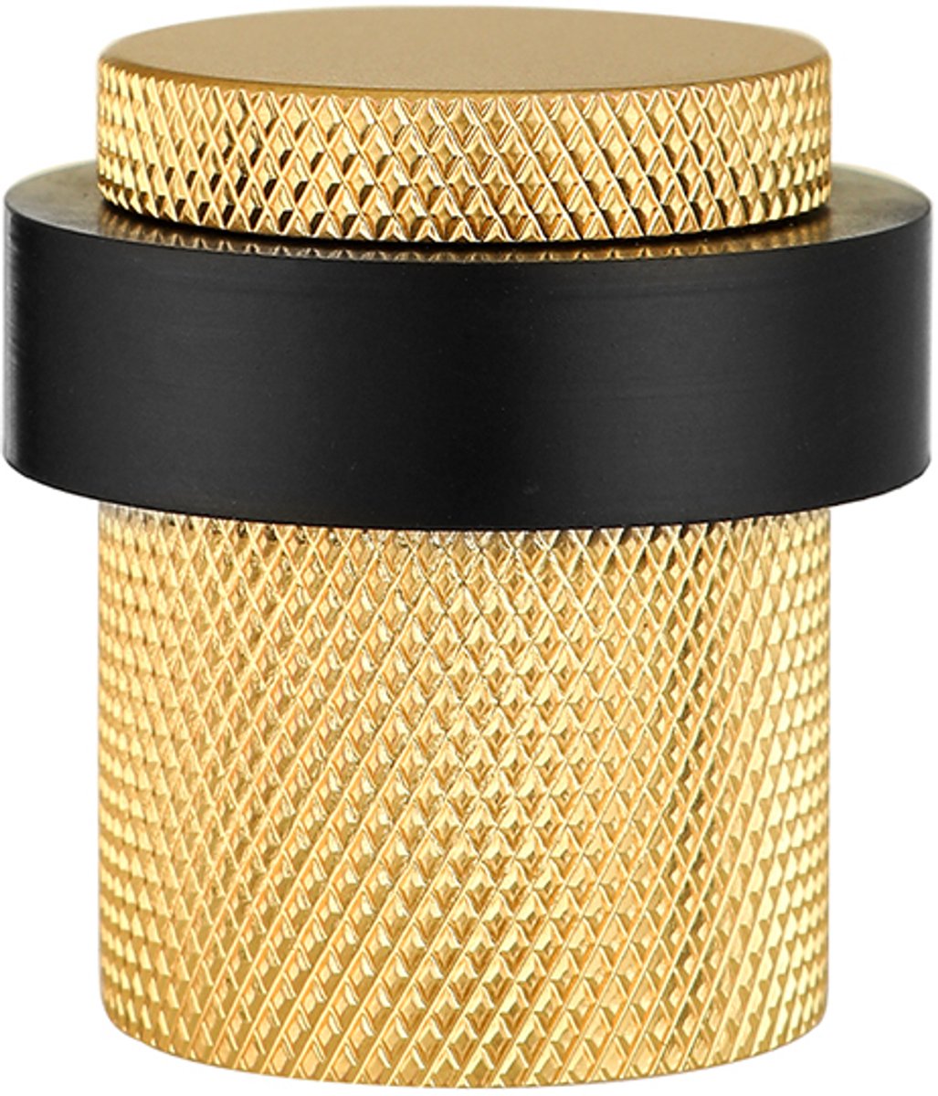 Deurstopper voor vloermontage geribbeld 30x40mm mat goud PVD gecoat