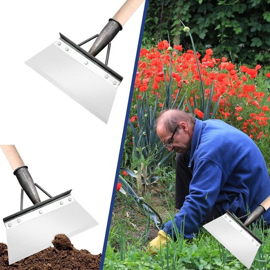 Reinigingsschop, multifunctionele tuinreinigingsschop, roestvrijstalen reinigingsschop, platte schop, tuinschraper voor onkruid en mos, boerderij onkruidverwijderaar (20 cm) (20 cm — afbeelding 3