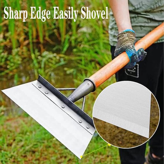 Reinigingsschop, multifunctionele tuinreinigingsschop, roestvrijstalen reinigingsschop, platte schop, tuinschraper voor onkruid en mos, boerderij onkruidverwijderaar (20 cm) (20 cm — afbeelding 2