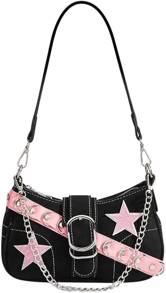 Tas, Vintage Handtas, Vintage Tas, Y2k Handtas, Handtas voor Vrouwen, Tassen voor Meisjes, Esthetische Tassen, Portemonnee 2000s, Punk-stijl Dames-Schoudertas, voor Dagelijks Gebruik, Geschenken