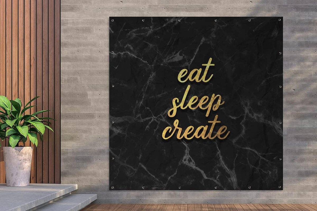 Tuinposter - 200x200 cm - Quote - Sleep - Goud - Marmer