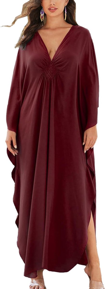Kaftan voor vrouwen, maxi-jurk, Bohemian stijl, bedekking voor badpak, voor op het strand, loungewear, universele maat, Eén Maat