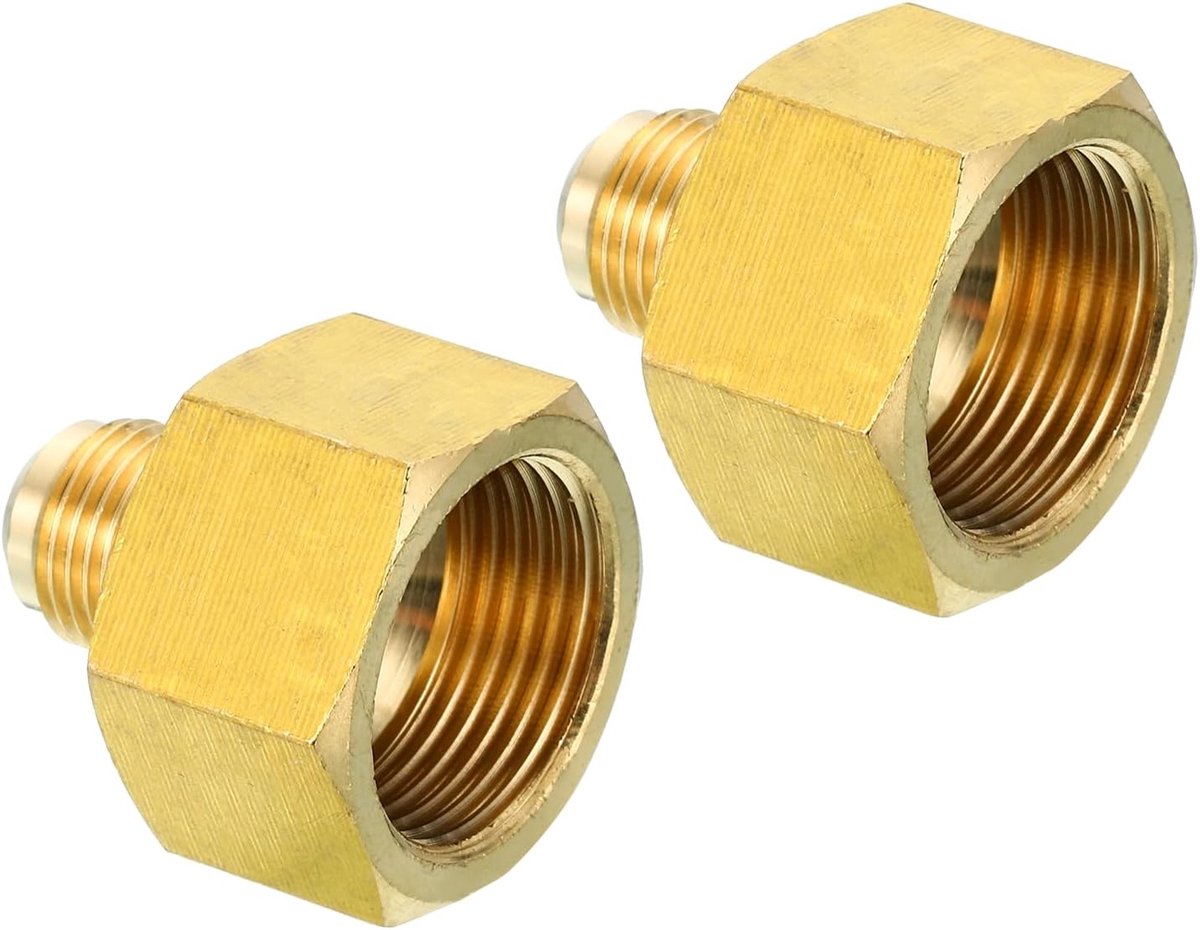 3/4 Inch Vrouwelijke Flare x 3/8 Inch Mannelijke Flare Connector, 2 Stks SAE 45 Graden Flare Messing Adapter Flare Pijp Fitting voor Air Gas Lijn Koeling HVAC