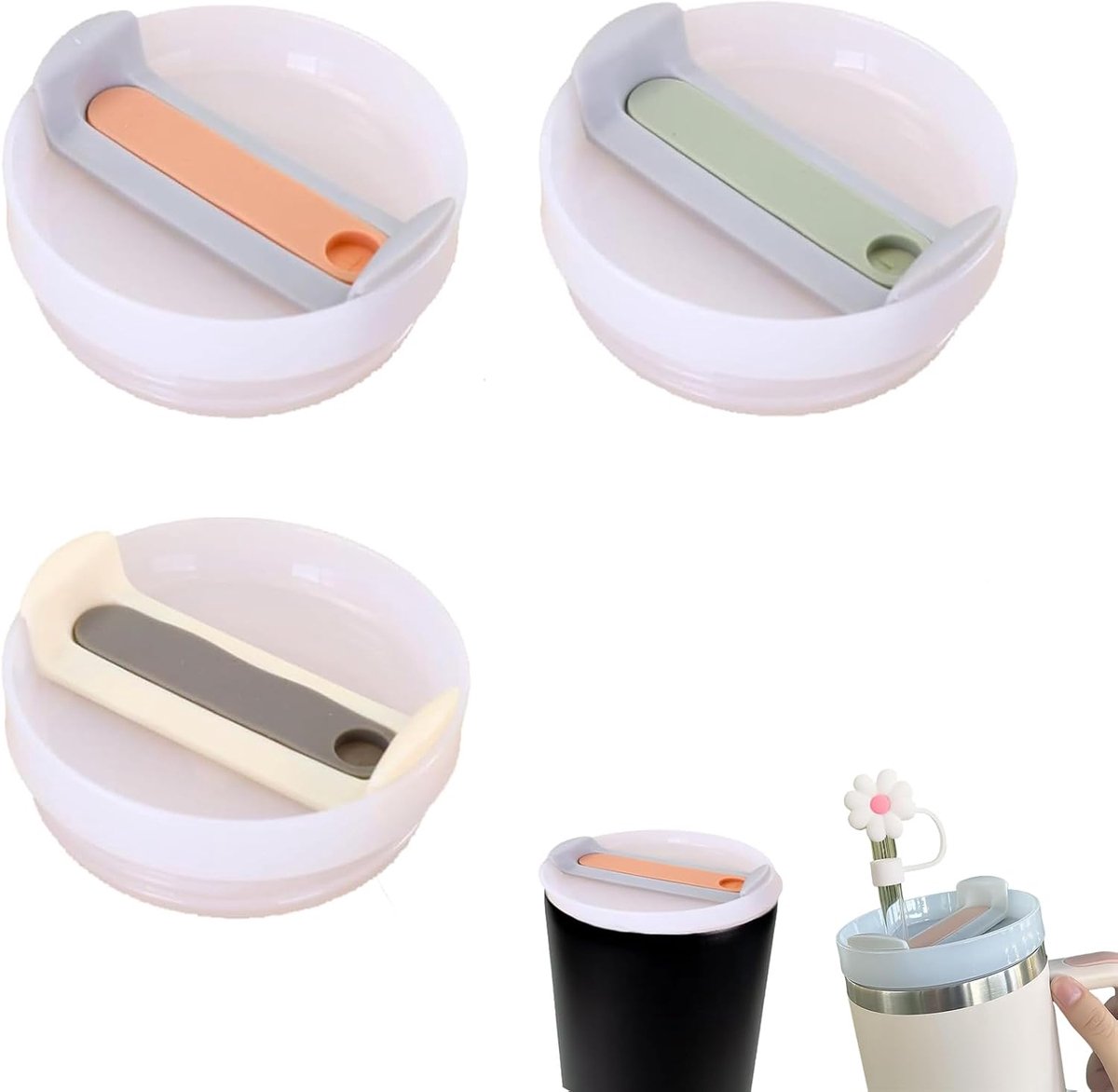 2 Stuks Lekvrije Vervangingsdop, Vervangende Bekerdeksels, Tumbler Vervangende Deksels, Voorkomt dat de Beker Lekt
