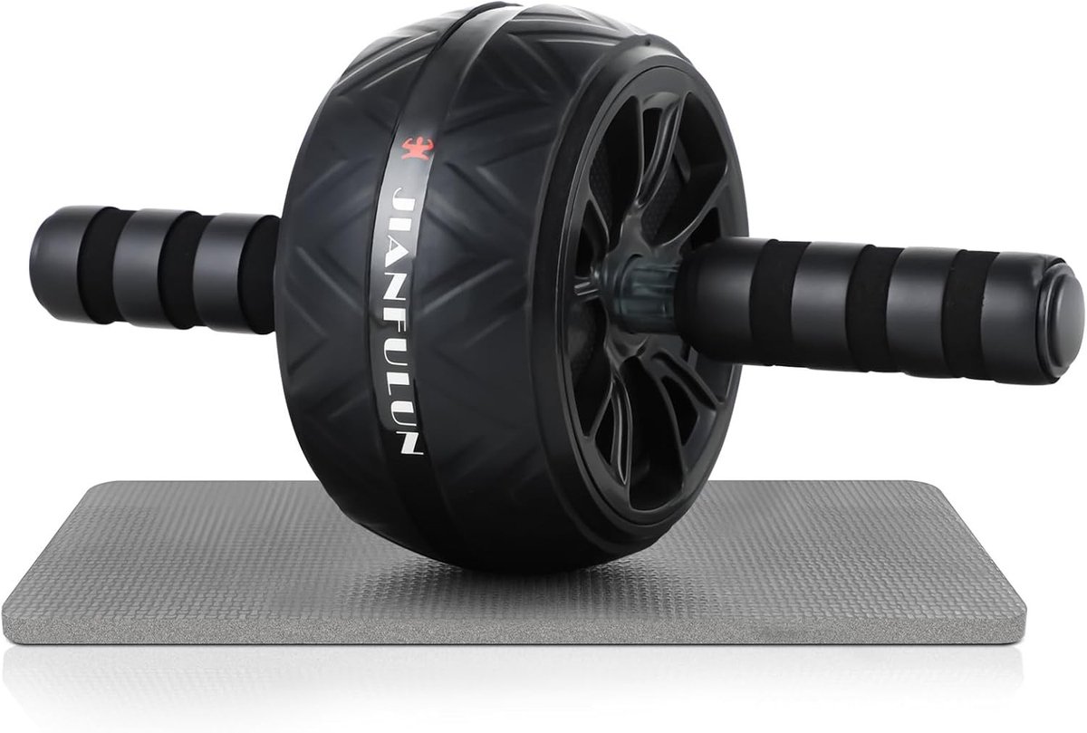 Buikwiel - Zwart - 90 mm breed - Antislip Fitnessapparaat voor Buikspieren - Voor Dames en Heren