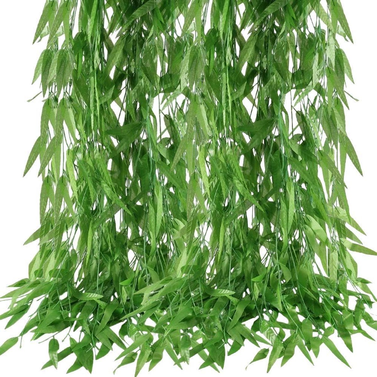 50 stuks kunsthangplanten, klimop, slinger, lange hangende kunstplanten, wilgenbladeren, hangende slinger voor balkon, buiten, muur, bruiloft, tuin, zomerdecoratie
