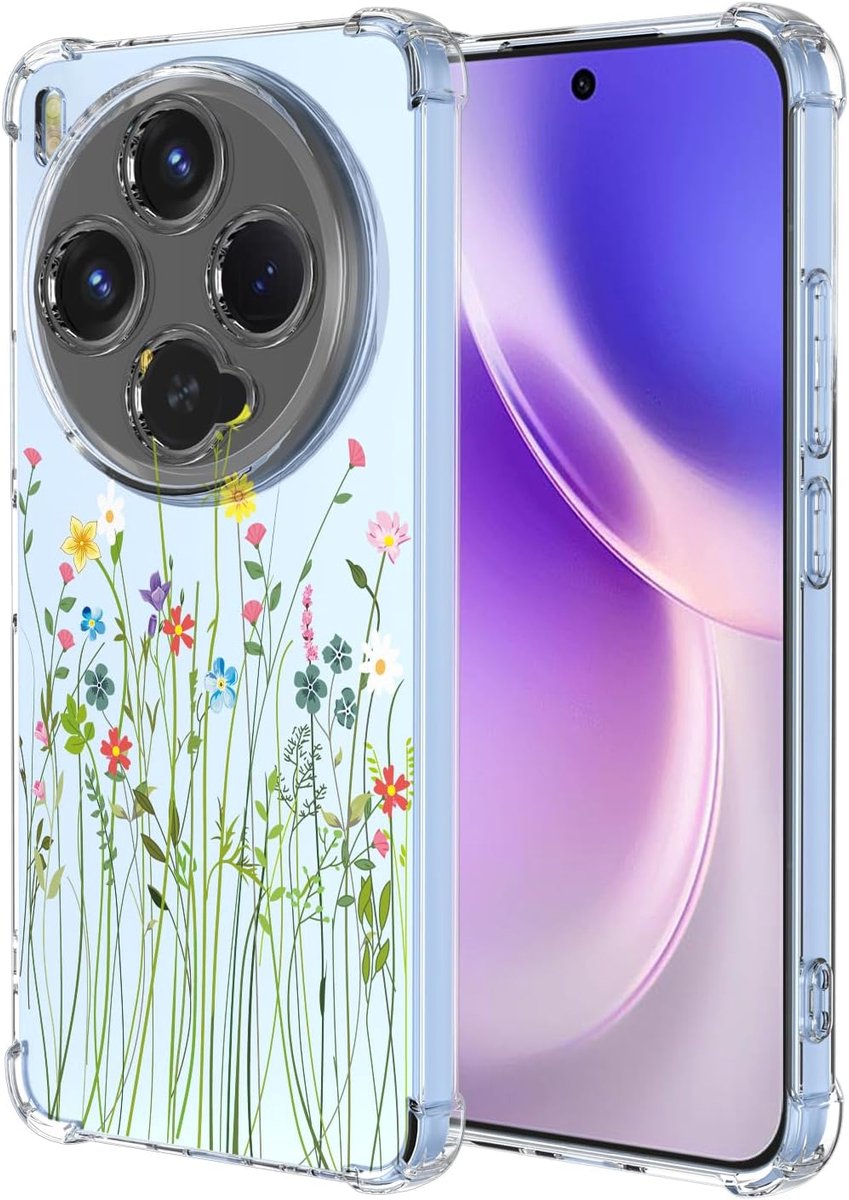 Transparant hoesje voor Vivo X300 bloemen bloemenpatroon ontwerp slanke schokbestendige transparante zachte TPU bumper case beschermhoes - bloem struik