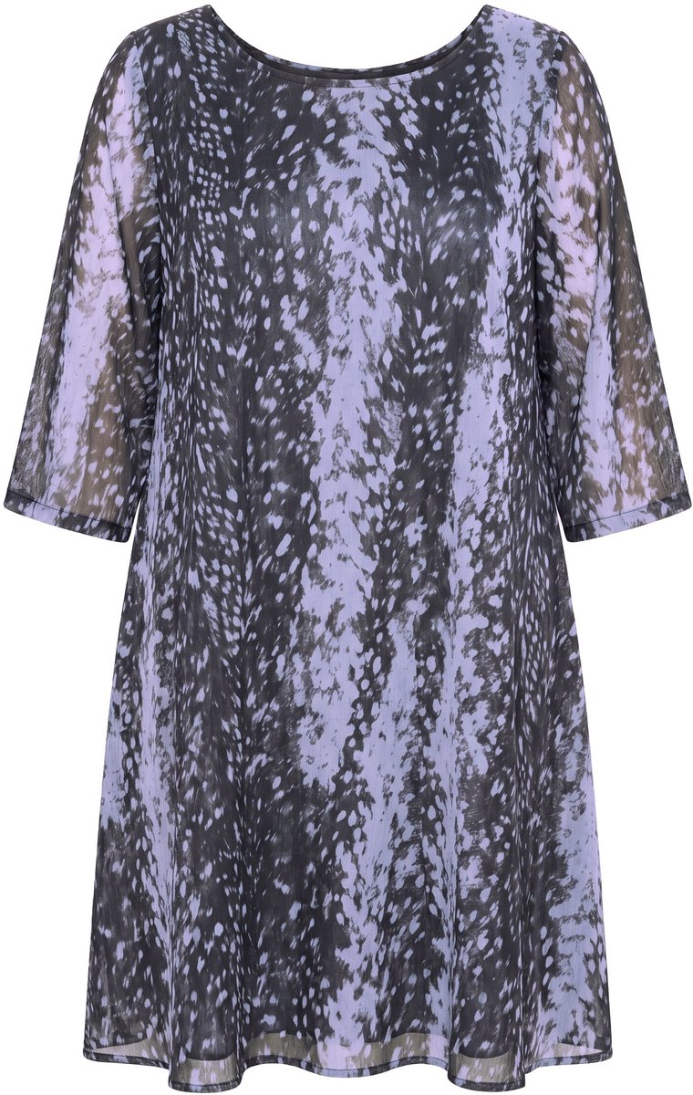 MIAMODA - Dames - Meshjurk A-lijn dierenprint jersey onderjurk - Loodgrijs - Maat 56