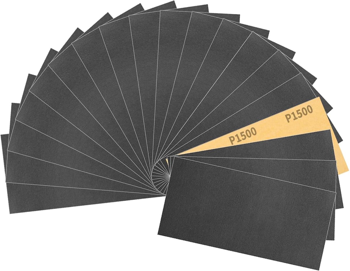 Schuurpapierset 23 x 9 cm schuurpapier korrel 1500 schuurpapier | 30 stuks nat en droog fijn schuurpapier voor hout, metaal, auto, lak, steen, glas en meubels