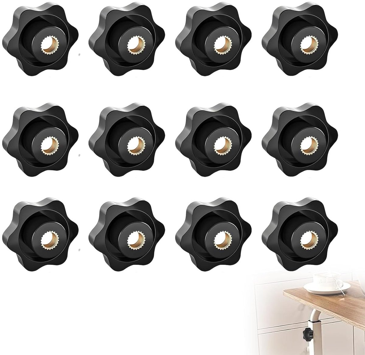 12 stuks stervormige schroefmutter M6, vleugelmoer sterschroef ratelmoer Buitendiameter 32 mm stervormige schroef voor machines en installaties, meubels, werktuigmachines, fitnessapparatuur