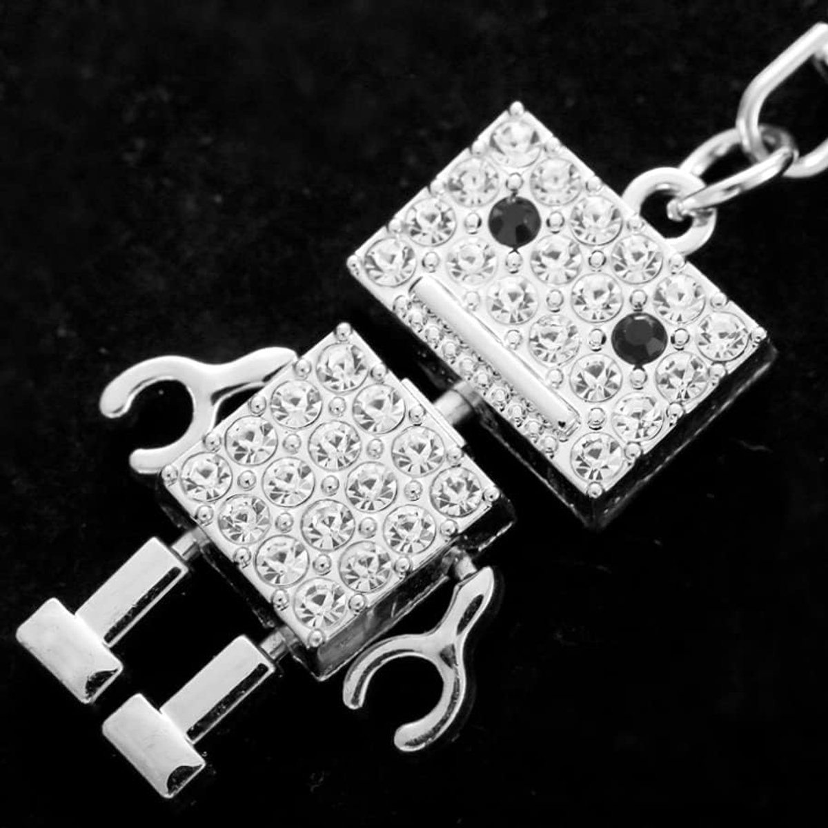 Sleutelhanger Strass Robot Hanger Sleutelhanger Iced Out Metalen Sleutelhanger Tas Charm Kerst Verjaardagscadeau Sleutelhangers Sleutelhanger Sleutelhanger Houder voor Mannen en Vrouwen, Zilver, Eén maat