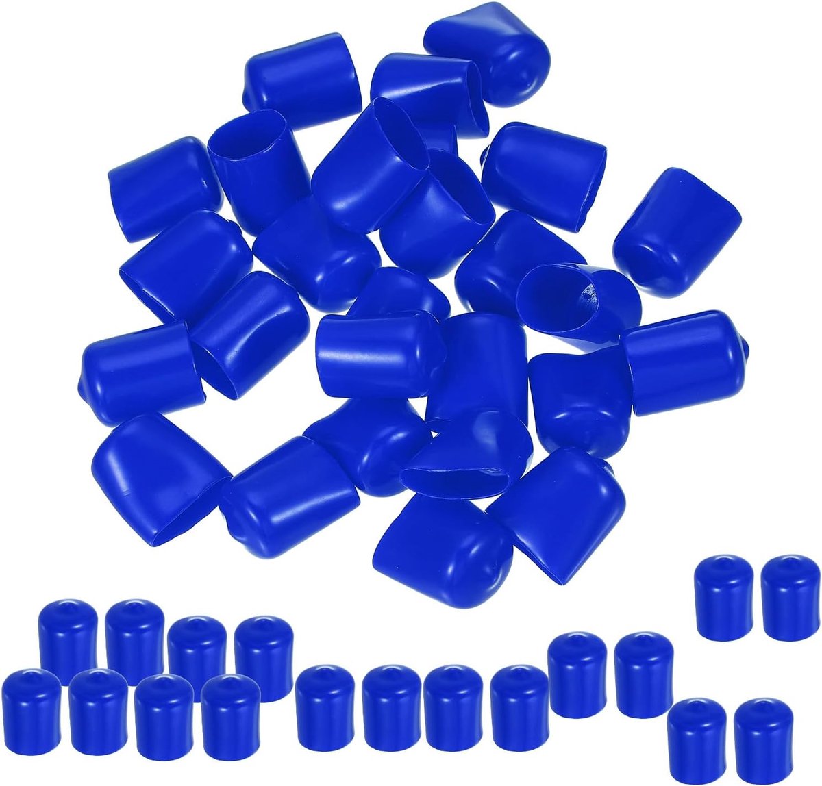 Ronde rubberen eindkappen 15 mm ID, 50 stuks rubberen boutafdekkappen vinyl rubber flexibele schroefdraadbeschermers voor metalen buisstangbouten, blauw
