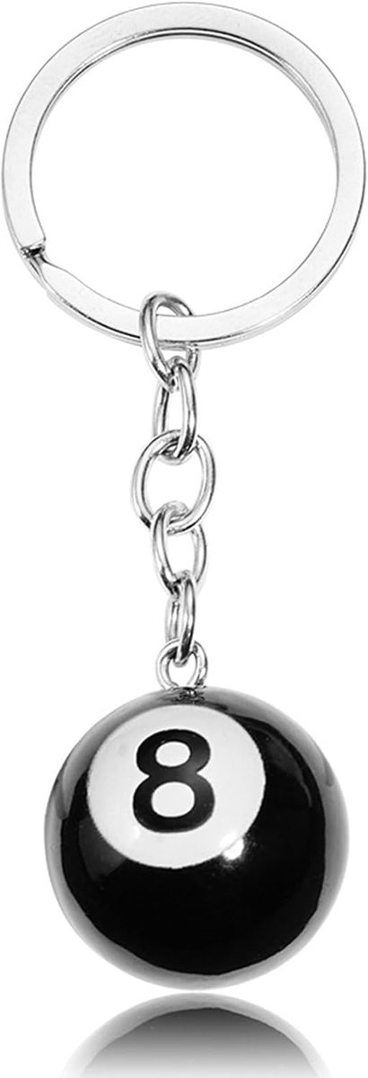 Sleutelhanger met 8 ballen, retro game-bal, nummer acht sleutelhangers, zwembadspeler, cadeau voor biljartliefhebbers, creatieve sleutelhanger voor vrienden, auto, dagelijks gebruik en