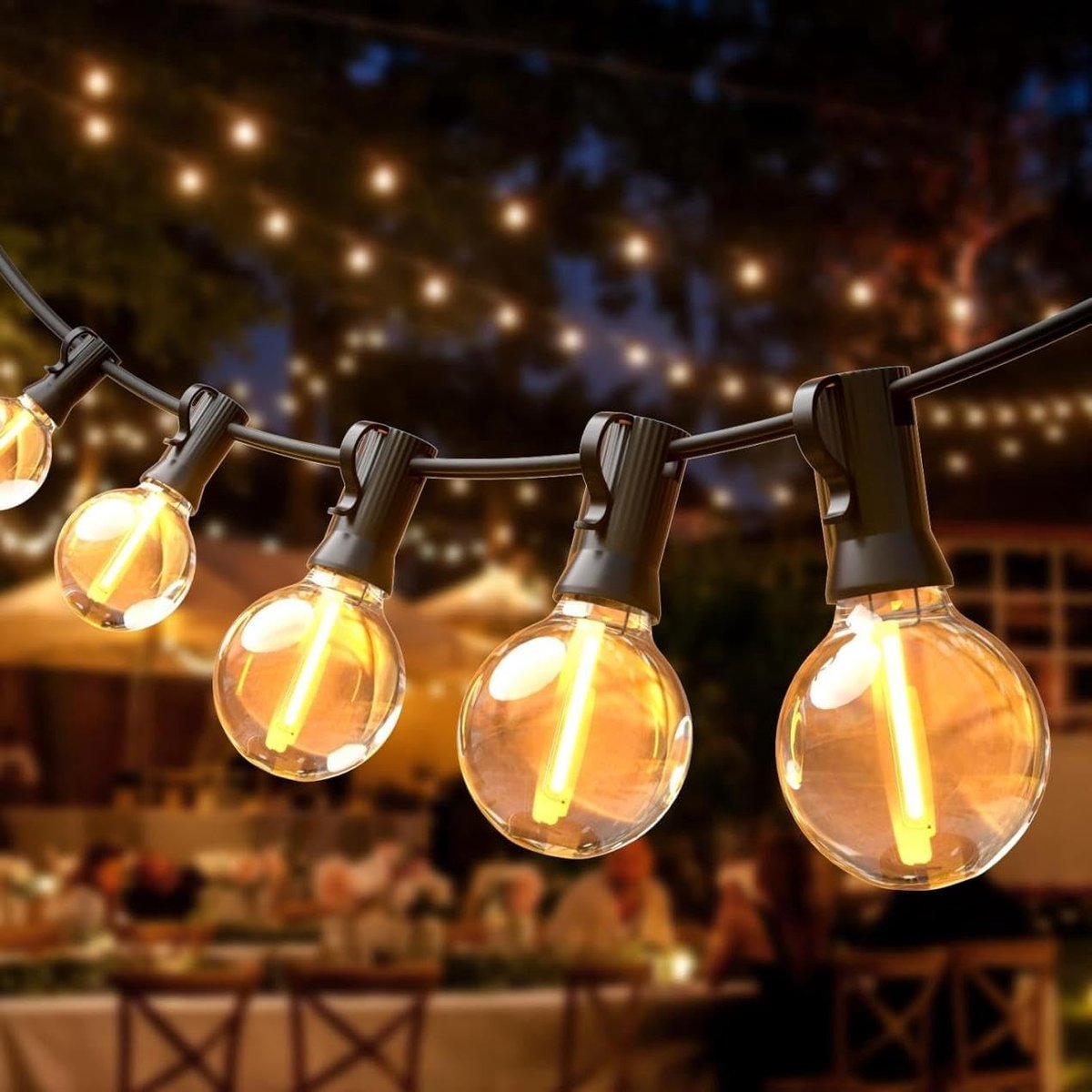 Lange LED Slingerlichten - Zwart - 6,4 m - Waterdichte Lampen met App & Afstandsbediening - Voor Buitenverlichting