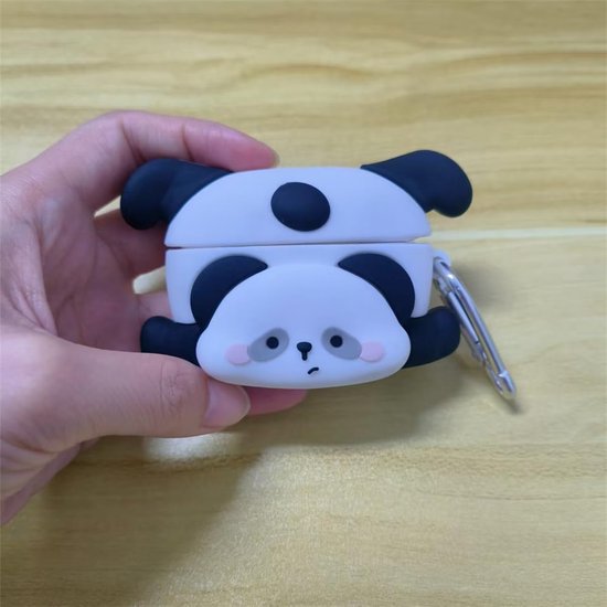 Cartoon 3D Panda Design Oordopjes Hoes voor Airpods pro 3 (2025), Kawaii Siliconen Hoofdtelefoon Beschermhoes voor Air pod pro 3e Generatie met Haak (A) — afbeelding 3