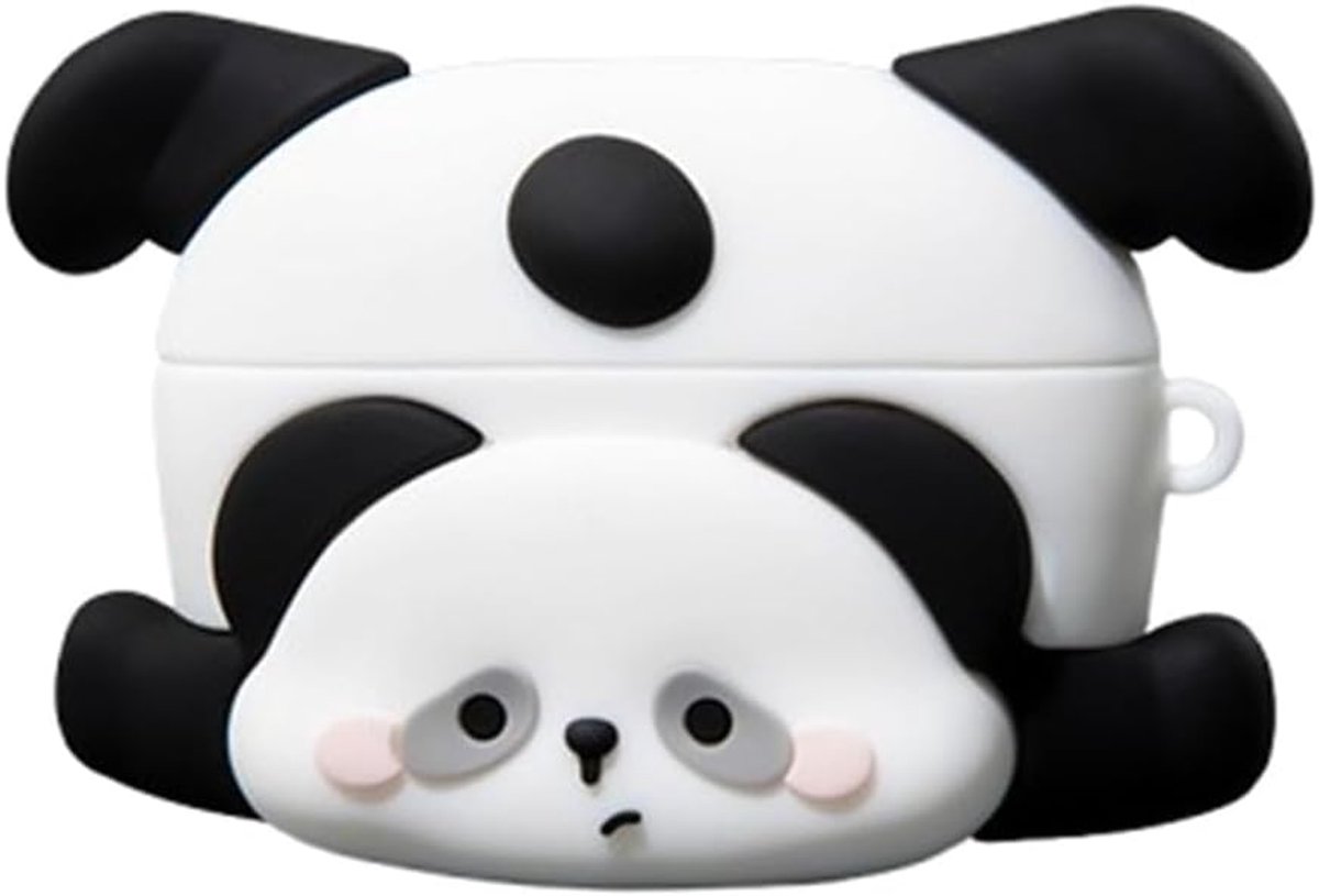 Cartoon 3D Panda Design Oordopjes Hoes voor Airpods pro 3 (2025), Kawaii Siliconen Hoofdtelefoon Beschermhoes voor Air pod pro 3e Generatie met Haak (A)