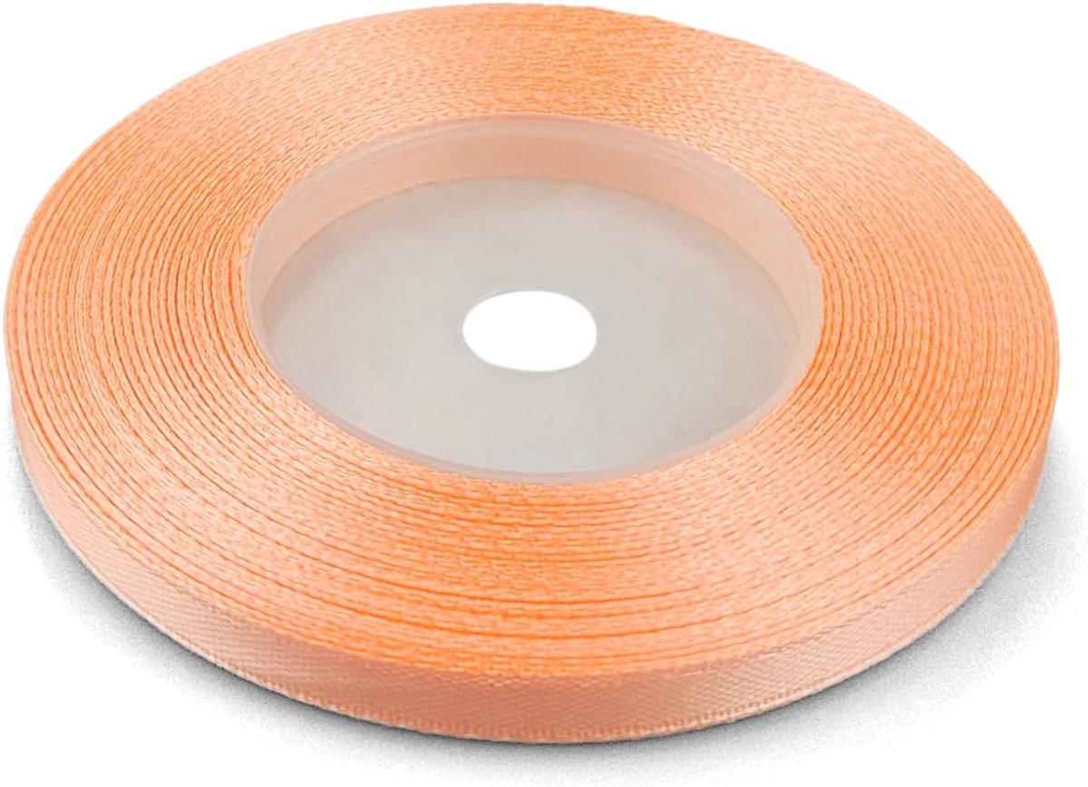1 x satijnen lint perzik 6 mm x 32 m voor knutselen bruiloft geschenk decoratie verpakking