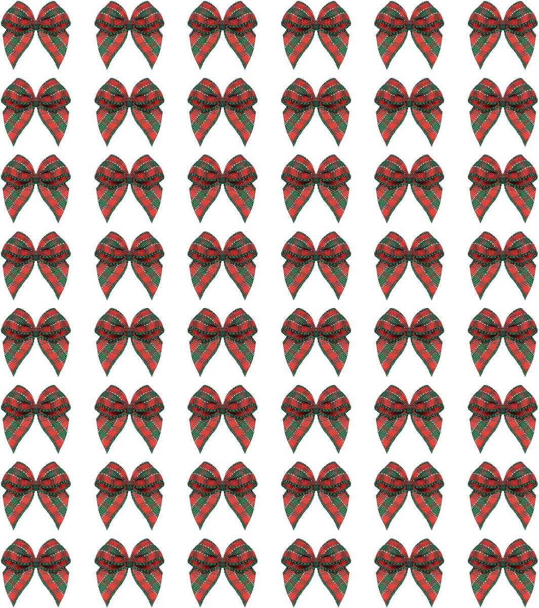 80 stuks mini-strikken, geruit, 2,54 cm, satijnen strikken, geruit, voor knutselwerk, haarstrikken, naaien, bruiloft, verjaardag, feest, donkerrood, groen, 80 stuks