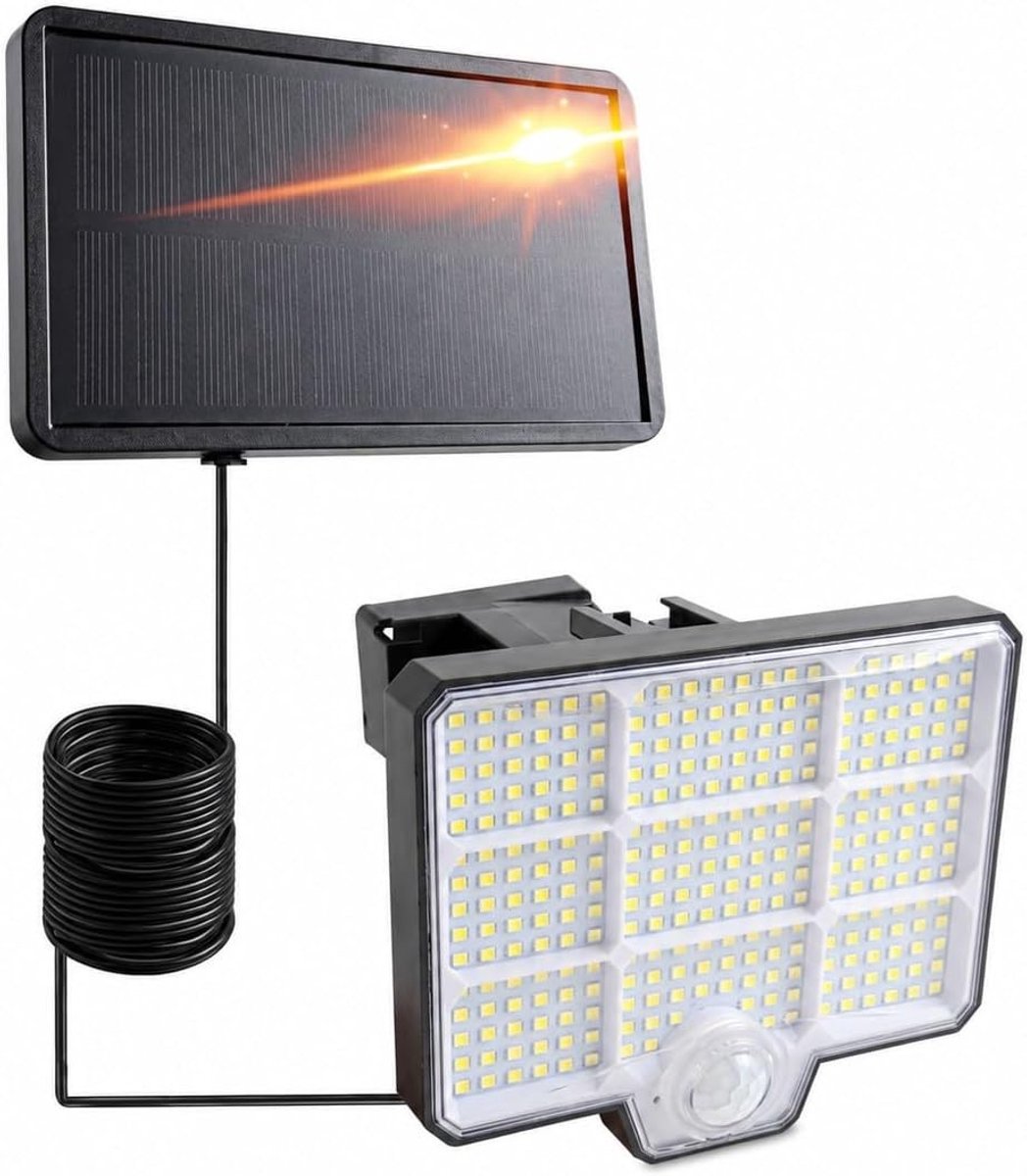 2-in-1 Solarlamp - Wit - Compact - Waterdichte LED Lamp met Bewegingsmelder - Voor Buiten